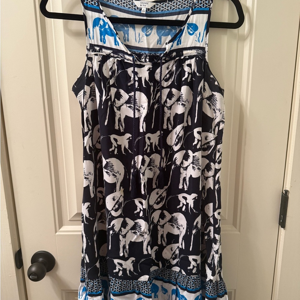Crown & Ivy Elephant Print Sleeveless Dress